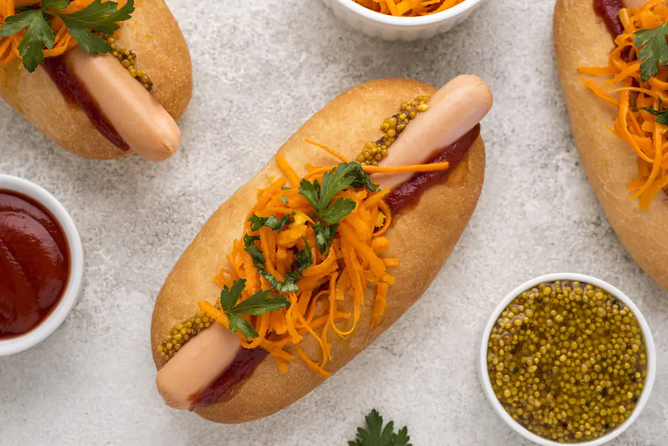 Vegan sausage for a hot dog